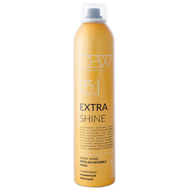 Спрей блеск Dew Professional Extra Shine 15 в 1 незаметной фиксации для волос, 300 мл